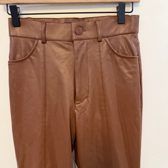 ZARA | brown Faux Leather Full Length Francoise
Trouser Pants - Picture 4 of 11